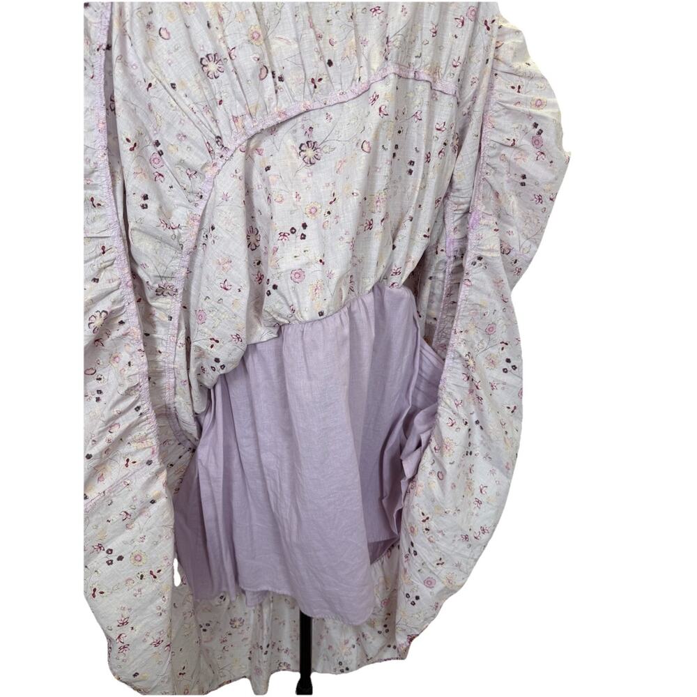 Anthropologie Self Contrast Midi Dress Women’s Sz M Cotton Floral Peasant USA - Picture 7 of 12